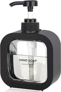 Hand & Dish Soap Dispenser - Modern Plastic Pump with Labels - Black