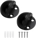 Floor Mounted Door Stops, Stainless Steel Door Stoppers for Floor, Floor Door Stop Mounted Half Moon, with Screws, for Hard Floor Concrete Floor(Black,2 Pcs)