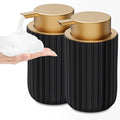 Ceramic Foaming Soap Dispenser, 12 oz Bathroom Foam Hand Soap Dispenser, Refillable Lotion Soap Dispenser with Removable Pump for Kitchen Hand Wash Dispenser, Modern Home Decor(2Pack-Black)