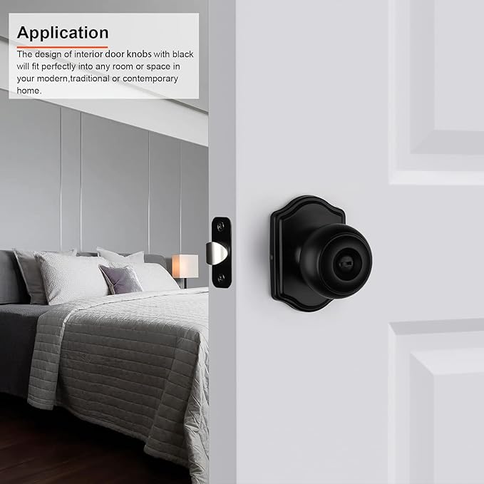 Haidms Black Door Knobs Interior, Privacy Interior Door knobs, Matte Black Indoor Doorknobs for Bedroom or Bathroom (3 Pack)