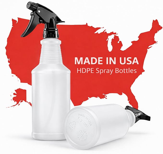 Bar5F Spray Bottles, 24oz, 3 Pack, Chemical-Resistant, BPA-Free, Compatible with Vinegar, Rubbing Alcohol, Cleaning Solutions, Non-Toxic HDPE Bottle for Plants, Pet, BBQ, Auto Detailing, Made in USA