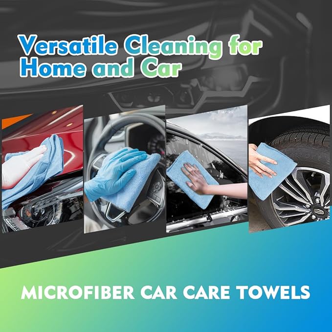 HOMEXCEL Blue Microfiber Cleaning Cloth 20 Pack 11.5 x 11.5 inch Microfiber Towels for Cars Ultra Absorbent Car Washing Cloth Lint Free Streak Free Cleaning Rags for Car, Kitchen Window