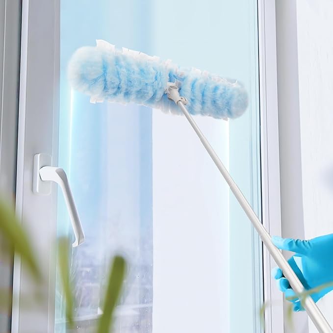 6ft Extendable Duster Handle with 40 Refills, Compatible with Swiffer Duster, Disposable Microfiber Dusting Pads for Home Cleaning, Ceiling, Fan, Window, Hard-to-Reach Areas