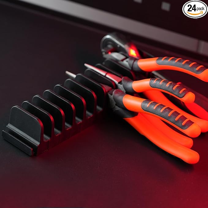 24 pcs Magnetic Plier Organizer Set for Toolbox & drawer Storage|Modular Plier holders for Mechanics, Technicians, Space-Saving & Quick-Access,Gift for father and boyfriend(Black)