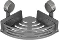 Triangle Suction Cup Shower Caddy,No-Drill Bathroom Corner Shelf with Hooks,Heavy-Duty Strong Hold, ABS and Heightened Design, Corner Shower Caddy Suction Cup for Kitchen and Bathroom (Gray*1)