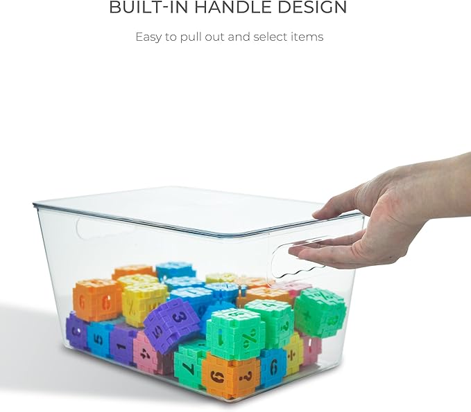 Clear Stackable Storage Bins, Plastic Toy Organizers and Storage with Lids, Toy Bins for Kids Organizer, Storage Container for Organizing for Playroom, Toy Storage Organizer Holds Toys (10)