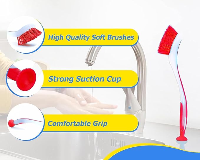 Generic 3-Piece Plastic Dish Cleaning Brush Set | Kitchen Sink Brushes for Cleaning Dishes, Pans, and Pots | Scrubbing Brush with Durable Bristles