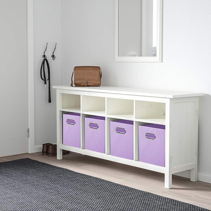ShellKingdom Storage Bins, Foldable Fabric Storage Cubes And Cloth Storage Organizer Drawer with Metal Handle For Closet And Toys Storage, 11 X 10.5 X 10.5 INCH, 2 Pack (Lavender)