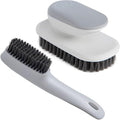 Laundry Scrub Brush 2 Pack Soft Bristle Brush Cleaning Brush for Stains Clothes Scrubbing Brush Household Cleaning Tool for Bathroom Countertops Bathtubs (Gray)