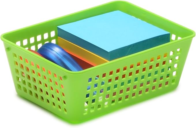 YBM HOME 6-Pack Plastic Storage Baskets Bins for Home Junk Drawer, Shelves, and Office Organization, Functional Trays/Containers Great for Kitchen Pantry, Cabinets, Bedrooms, and Bathrooms, Clear