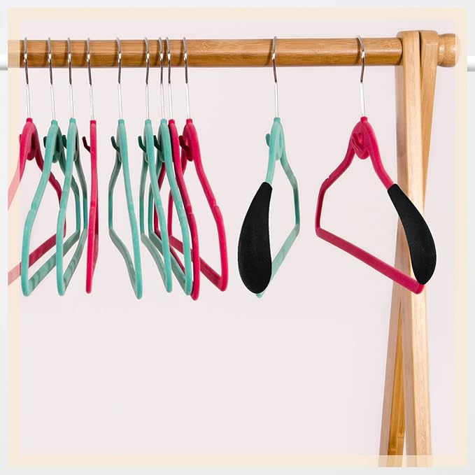 Qunclay 16 Pcs Velvet Hangers Shoulder Form Shaper Black Pads Flocking and Plastic Shoulder Protectors for Velvet Flocking Hangers Measuring 0.2 Inch in Thickness