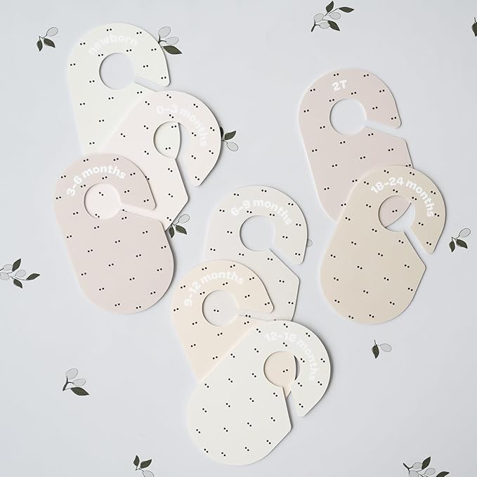 3 Sprouts Baby Closet Dividers Set of 8 - Toddler Clothes Organizer Hanger, Double Sided Size Labels - Nursery Organization for Newborn Clothing, Infant, Boy & Girl - Double Dot
