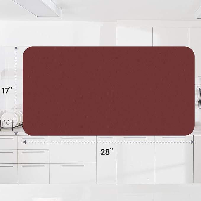 WISELIFE Dish Drying Mat Super Absorbent Drying Mat Large Dish Drying Mats for Kitchen Counter Easy Clean Dish Mat Kitchen Drying Mat18"x 28" Classic Red