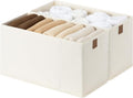 StorageWorks Thin Narrow Baskets for Storage, Small Storage Bins, Fabric Storage Bins with PU Handle, Ideal for Slim Shelves, Clothes, and Toys, Beige, 2-Pack