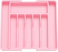Lifewit Silverware Drawer Organizer, Expandable Utensil Tray for Kitchen, BPA Free Flatware and Cutlery Holder, Adjustable Plastic Storage for Spoons Forks Knives, 13-22 x 15", Pink
