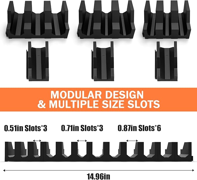 Magnetic Screwdriver & Plier Organizer - Expandable Multiple Spacing Modular Tool Box Organizers, Tool Drawer Organizer, Tool Storage, Plier Rack - 12 Holders