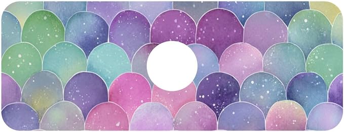 Kitchen Sink Splash Guard 1 PC 14.7 Inch Sink Faucet Mat Splash Guard for Bathroom Countertop Water Absorbent Foldable Cuttable Soft Washable Watercolor Mermaid Scales Colors