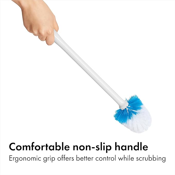 OXO Good Grips Compact Toilet Brush & Canister, Toilet Bowl Brush and Holder with Automatic Canister Door, Bathroom and Small Spaces Cleaning Supplies Essential