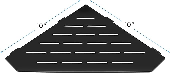 FerdY 2-Pack 10" Matte Black Recessed Corner Shower Shelf, for Tiled Bathroom Walls, 304 Stainless Steel Floating Shelf, Shower Caddy Storage Shelves, No Drilling Required, Striped Diamond