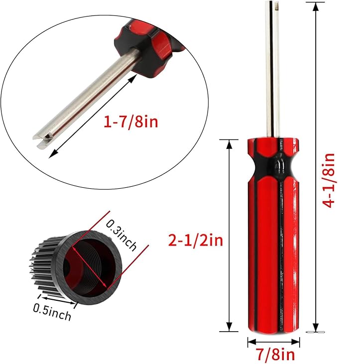 10 Pcs 6523339 Valve Core Removal Tool w/4 Tire Valve dust Cap Automotive Car Motorcycle Truck Bike Screwdriver Valve Stem Core Remover Tire Repair Install Tool