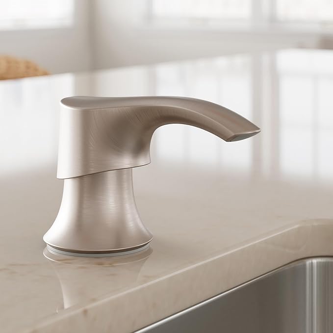 Pfister SoloTilt Soap Dispenser for Kitchen Sink, 16-Ounce Bottle Included, Spot Defense Stainless Steel Finish, KSDKEMGS