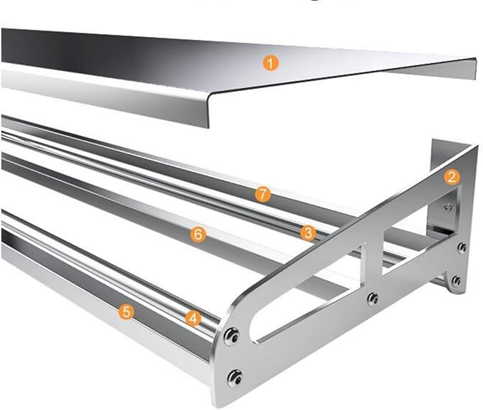 Wall Mount Metal Wall Shelf Kitchen Spice Condiment Racks 304 Stainless Steel fit Storage Rack Bedroom Bathroom Living Room Shelves (Length23.6 width5.9)