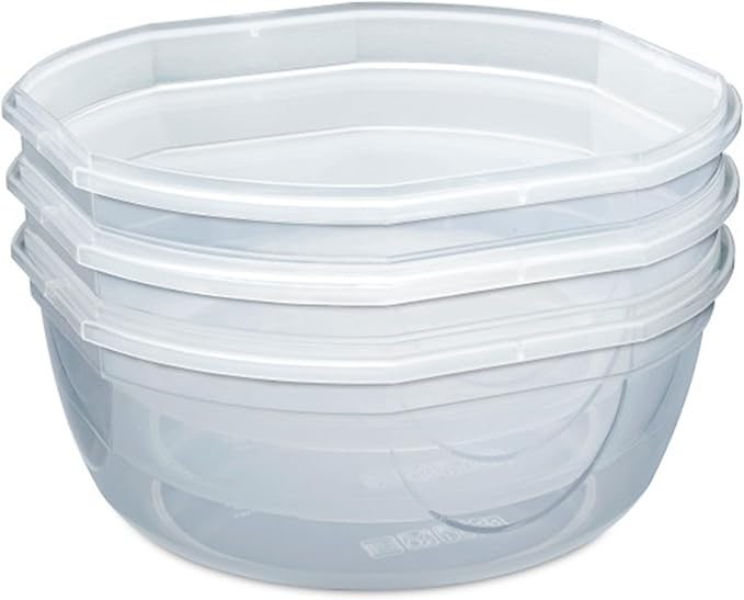 Sterilite Ultra-Seal 8.1 Qt Bowl, Large Airtight Food Storage Container, Latching Lid, Microwave and Dishwasher Safe, Clear With Red Gasket, 6-Pack