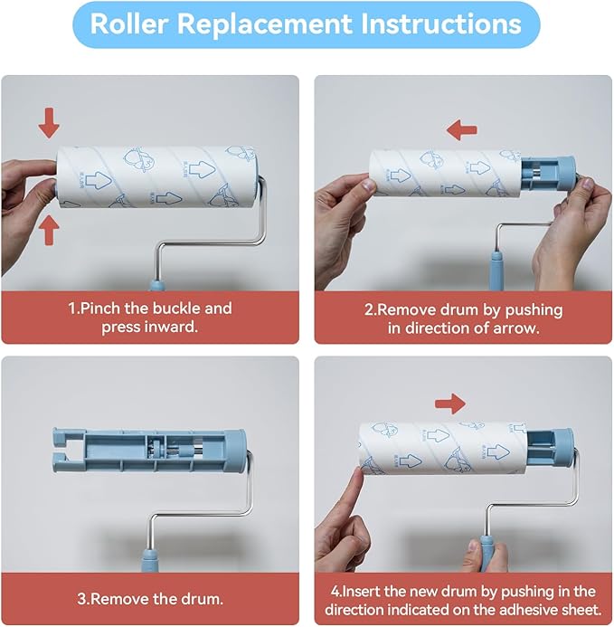 JOJOCLEAN Large Lint Roller for Furniture, Pet Hair, Clothes, Extra Sticky, 6.3'' Giant Lint Roller