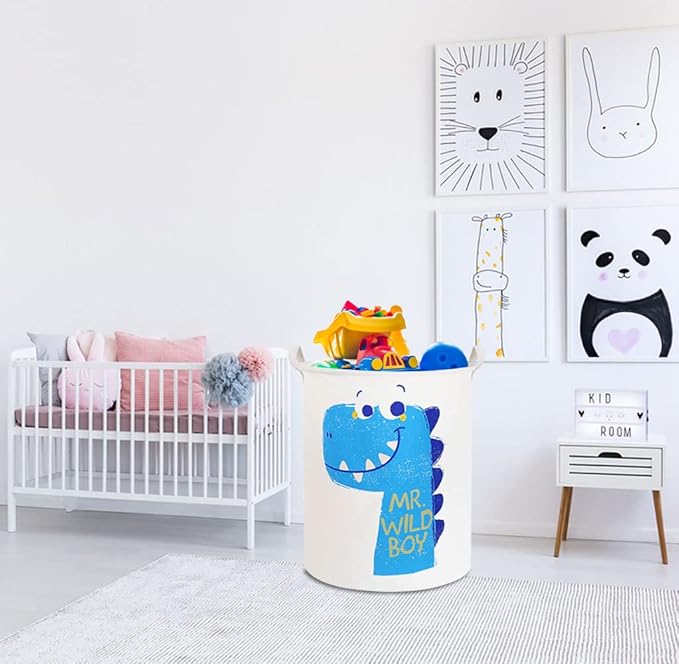 19.7" Dinosaur Laundry Basket,Kids Toys Storage Bin for Bedroom,Waterproof Baby Clothes Hamper with Handles,Collapsible Nursery Hamper,Gift Baskets(Dinosaur)