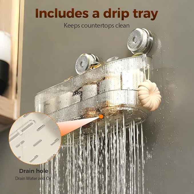 Fiopet No-Drill Bathroom Suction Storage Box, 2026 New Bathroom Suction Shelves, No Drilling Shelves Caddy Powerful Suction Cup Storage Holder Heavy Duty Shower Organizer (Gray)