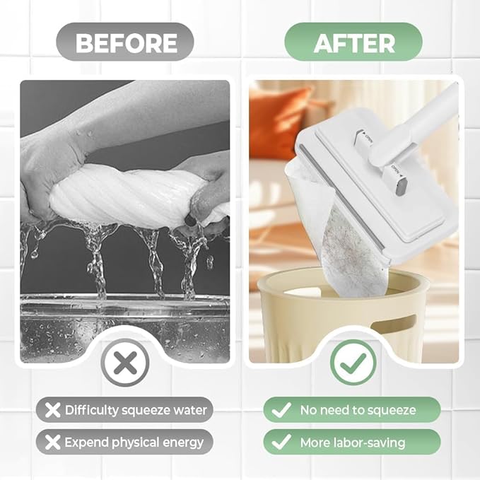 Snap Grip Mini Mop, Cloth Changing Mops with 5/10 Magic Cleaning Cloths, 360 Rotating Lazy Mop Wet Dry for Whole House Cleaning (43in - P + Cloth*5)
