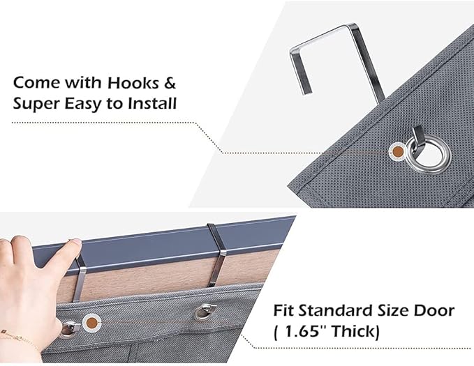 ANIZER Over The Door Hanging Shoe Organizer Shoe Rack Hanger 24 Large Fabric Pockets Holder with 4 Sturdy Hooks (GREY)