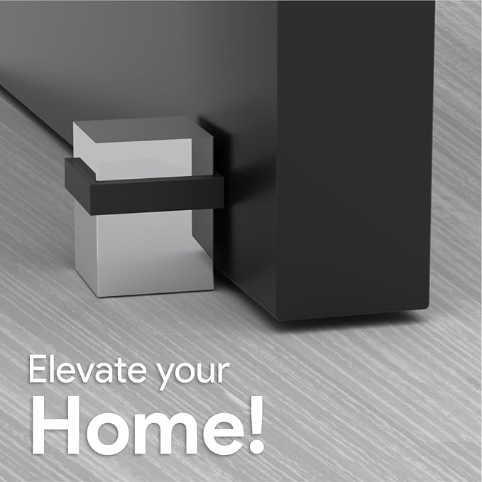 Mega Handles Square Floor Door Stopper, Quickly Installed Wall Protector Stopper, Wall Protectors from Door Knobs, Floor Door Stop with Mounting Hardware Included - Polished Chrome - 1.5 Inch