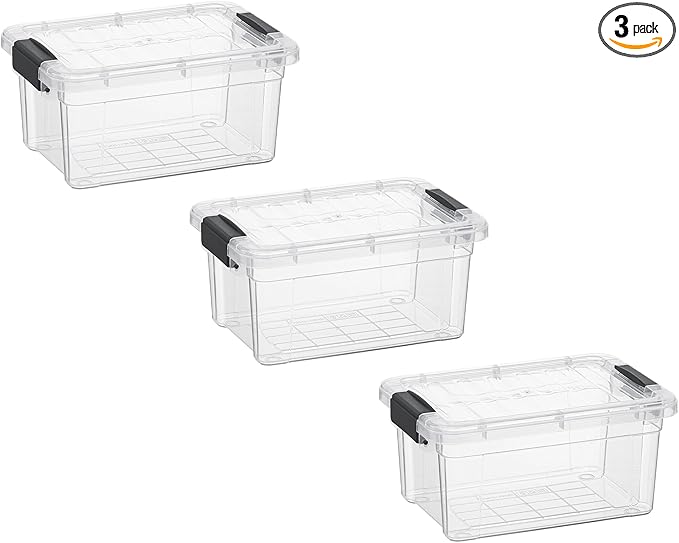 Superio Mini Storage Container Plastic Crayon Box Art Supplies and Sewing Case Stackable Clear Small Organizer for Beads, Stationery, Chalk, and Food, 1.05 Quart, 3 Pack