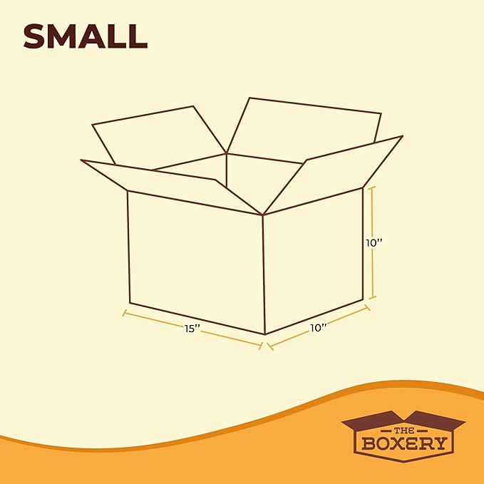 The Boxery Moving Boxes 10-Pack Small | 15x10x10 inch Brown/Kraft Corrugated Cardboard Packing, Moving & Storage for Business/Home – Durable - Eco-Friendly, Recyclable - Made in the USA