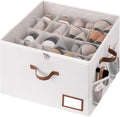 StorageWorks Shoe Organizer for Closet, Fits up to 16 Pairs, Shoe Cubby Storage Containers with Side Mesh Pocket and Clear Cover, Beige