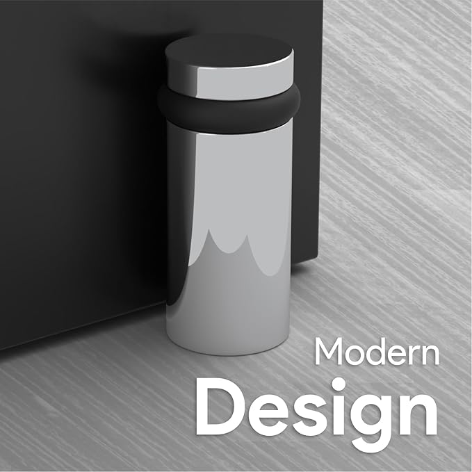 Mega Handles Floor Door Stopper, Quickly Installed Wall Protector, Wall Protectors from Door Knobs, Floor Door Stop with Mounting Hardware Included - Polished Chrome - 3 Inch