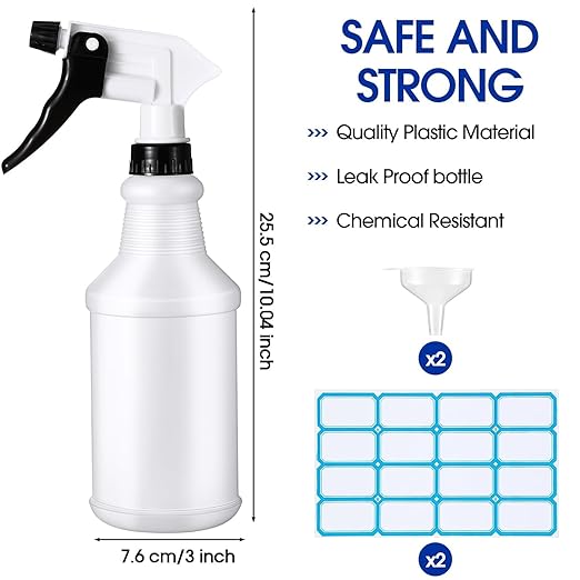 Yinder 18 Pcs 16 Oz Plastic Spray Bottle Bulk Empty Refillable Spray Bottles for Cleaning Solution Leak Proof Water Sprayer with Adjustable Nozzle Mist/Stream Mode(Black, White, Red)