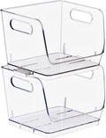 Sorbus Stackable Storage Bins Open Front, Clear Stackable Storage Bins, Pantry Bins for Storage and Organization, Acrylic Stackable Bins for Kitchen, Clear Pantry Organizer Bins (Small Square 2 Pack)