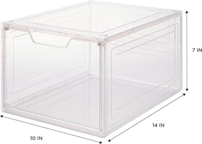 Simplify Shoe Storage Boxes 12 Pack | Easy Assembly | Stackable | Great for Shoe Collectors | Home Organization | Storage | Lightweight | Plastic | Dimensions 13.9" L x 9.8" W x 7" H | Clear/White |
