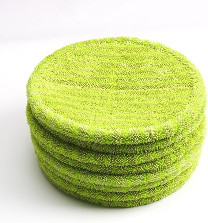 Replacement Mopping Cloth Pads for Electric Mop 16cm Round Green Microfiber Floor Cleaning Cloths Washable and Reusable Mop Head Refills for Hardwood Tile Laminate Marble Effectively (6pcs)