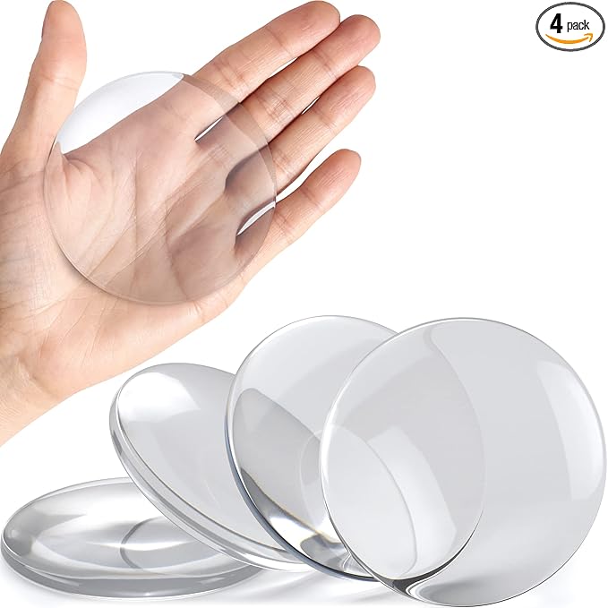 Strongest Home Wall & Door Handle Stopper 3.15" Set of 4 Pieces Clear Rubber Door Knob, Round Wall Shield Cushion, Quiet Wall Protector for Door Handle Guard Door Bumper - Self Adhesive