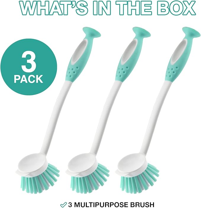 Glone Scrub Brush Set for Kitchen and Bathroom, Dishes, Tiles, Corners and Floors Set of 3