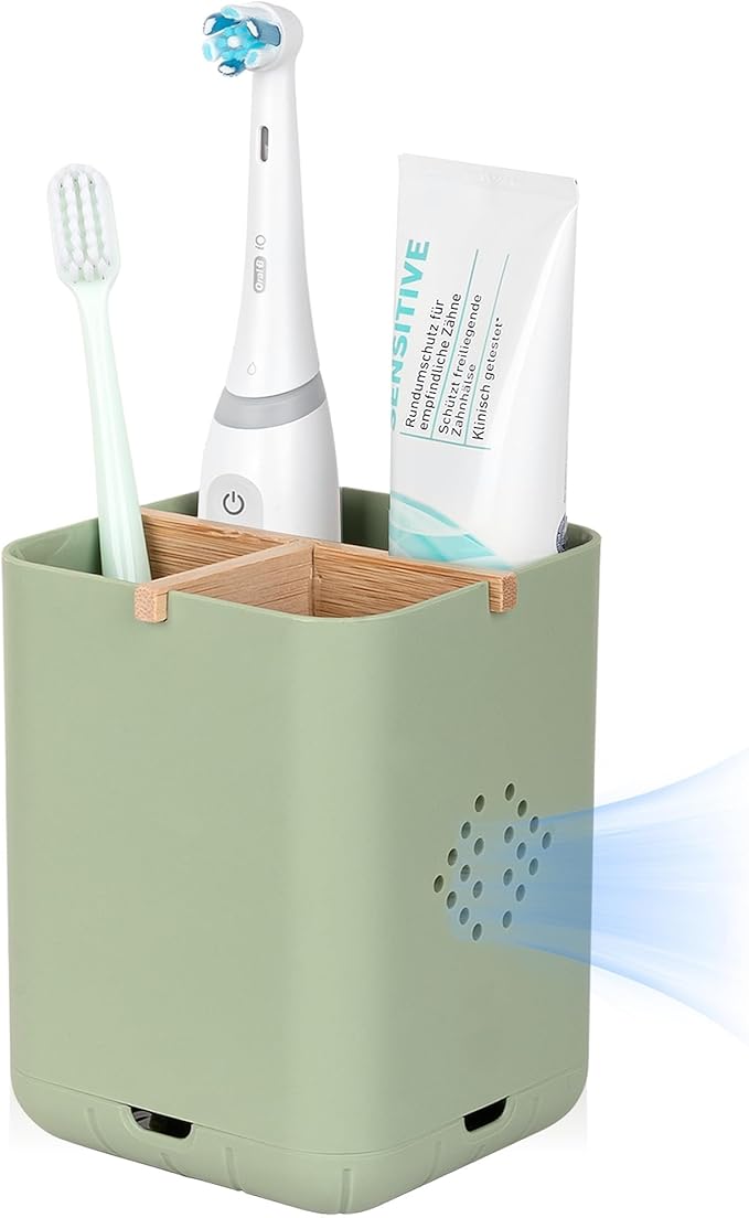 Toothbrush Holders for Bathrooms, Electric Toothbrush Holder Kids Toothbrush and Toothpaste Organizer for Countertop Vanity Accessories Storage (3 Slots Green)
