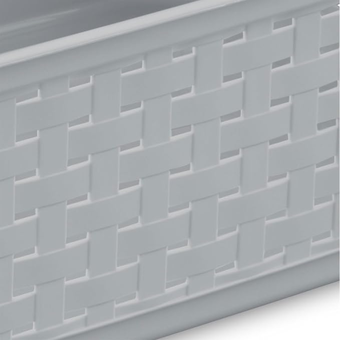 Sterilite Short Plastic Weave Storage Basket, Bin Organization for Countertops, Tabletops and Shelves for Crafts, Jewelry, Gray, 18-Pack