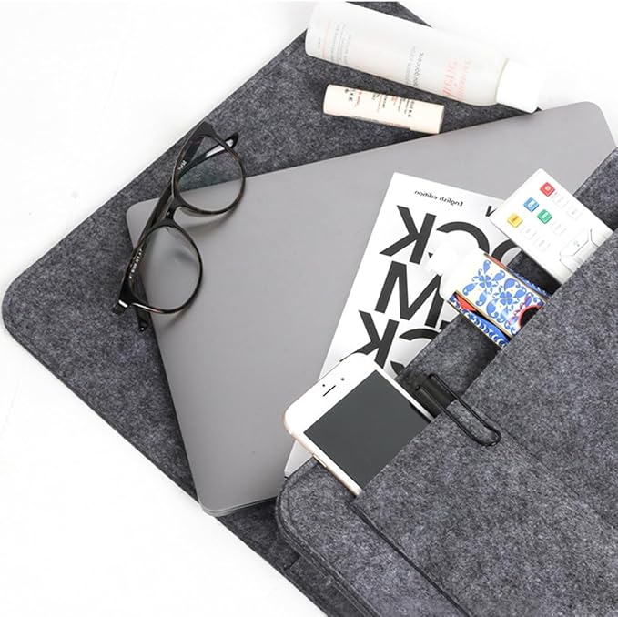 Bringsine 5 Pockets Bedside Caddy, Felt Bed Storage Organizer Hanging Bag Holder for Magazine Book Phone Tablet iPad Cables Remote and Glasses Holder Home Dorm Bed Sofa-Dark Gray