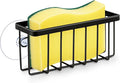 Kitchen Sink Sponge Holder, Kitchen Sink Caddy, Sponge Holder for Kitchen Sink Suction, Dish Soap Holder (Black)