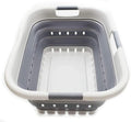 SAMMART 41L Collapsible 3 Handled Plastic Laundry Basket - Foldable Pop Up Storage Container/Organizer - Portable Basket - Space Saving Hamper/Basket (3 handled rectangular, Grey/Dark Grey)