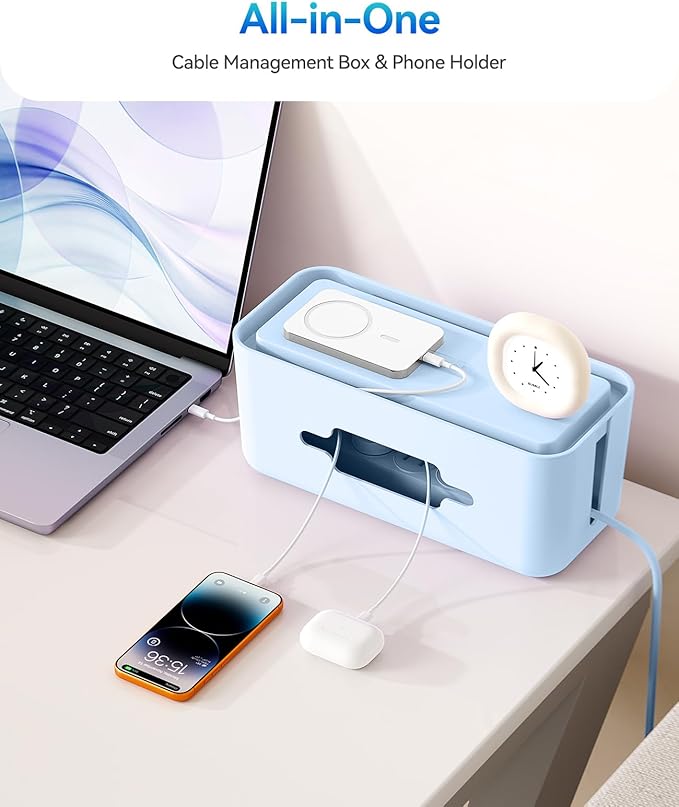 ORICO Cable Management Box, Cord Hider Box to Conceal Power Strips on Desk or Floor, Keeping Cords Tidy and Protected from Damage, Stylish Cable Organizers for Home, Office, School - PB01