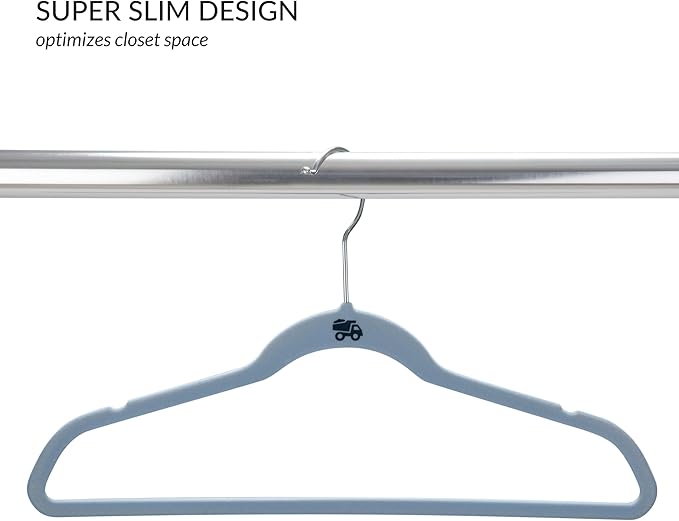 Simplify 25 Pack Kids Velvet Hangers | Slim | Non-Slip Design | Space Saving | Childrens Clothes | Shirts | Pants | Dresses | Baby Nursery | Closet Storage & Organization | Light Blue